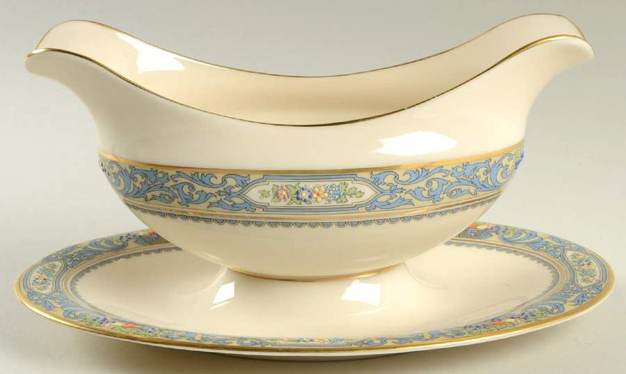 Autumn (Newer, Gold Backstamp) Gravy Boat with Attached Underplate by Lenox-1