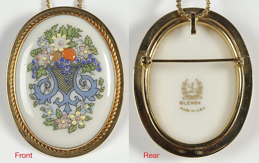 Autumn (Newer, Gold Backstamp) Pendant/Pin W/Chain by Lenox-1