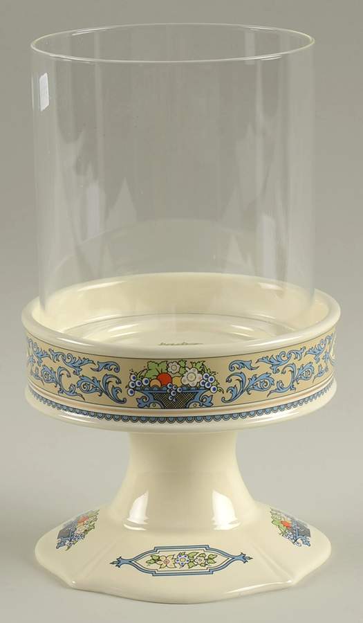 Autumn (Newer, Gold Backstamp) Pillar Candleholder & Glass Shade by Lenox-1