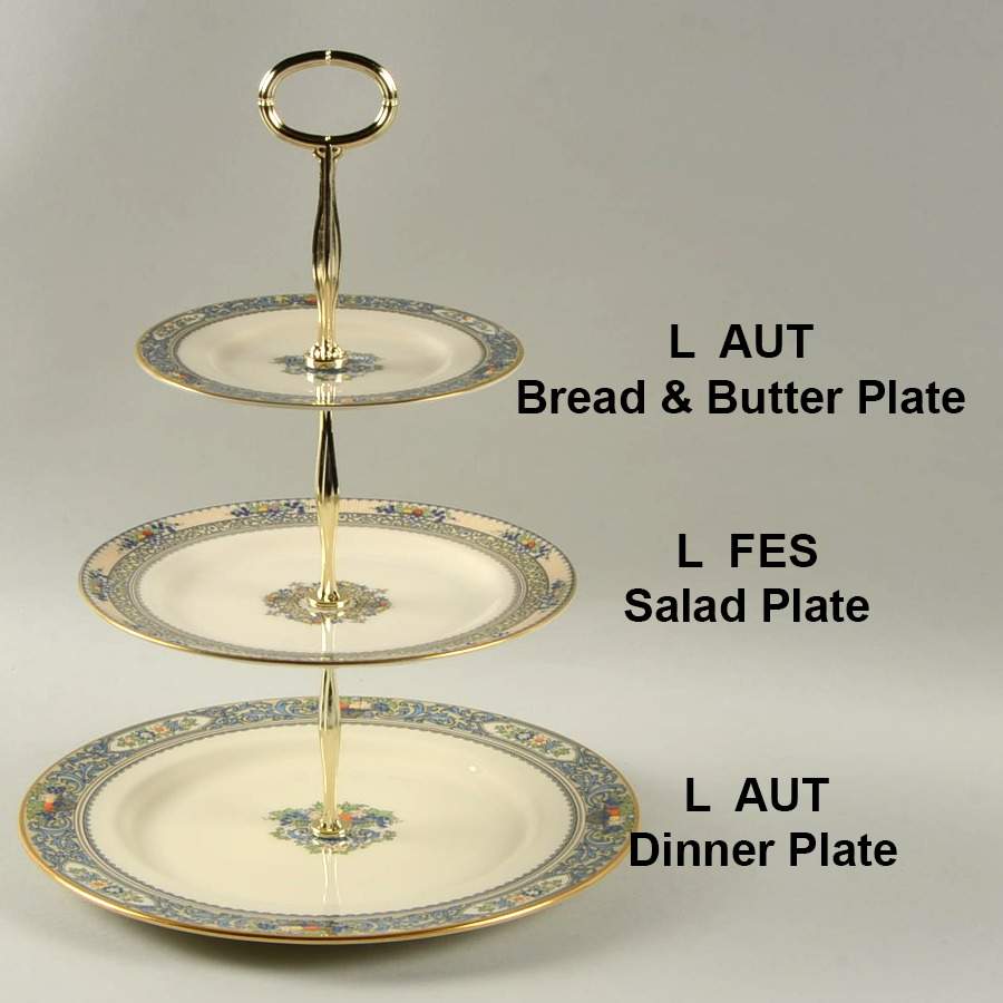 Autumn (Newer, Gold Backstamp) Mixed/Match 3 Tier Serving Tray by Lenox-1