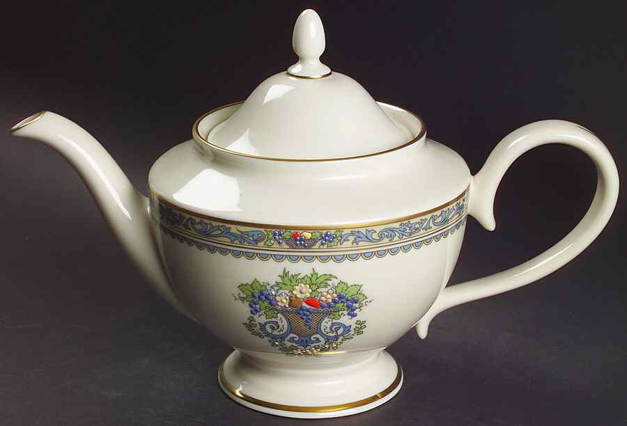 Autumn (Newer, Gold Backstamp) 1999 Shape Teapot & Lid by Lenox-1