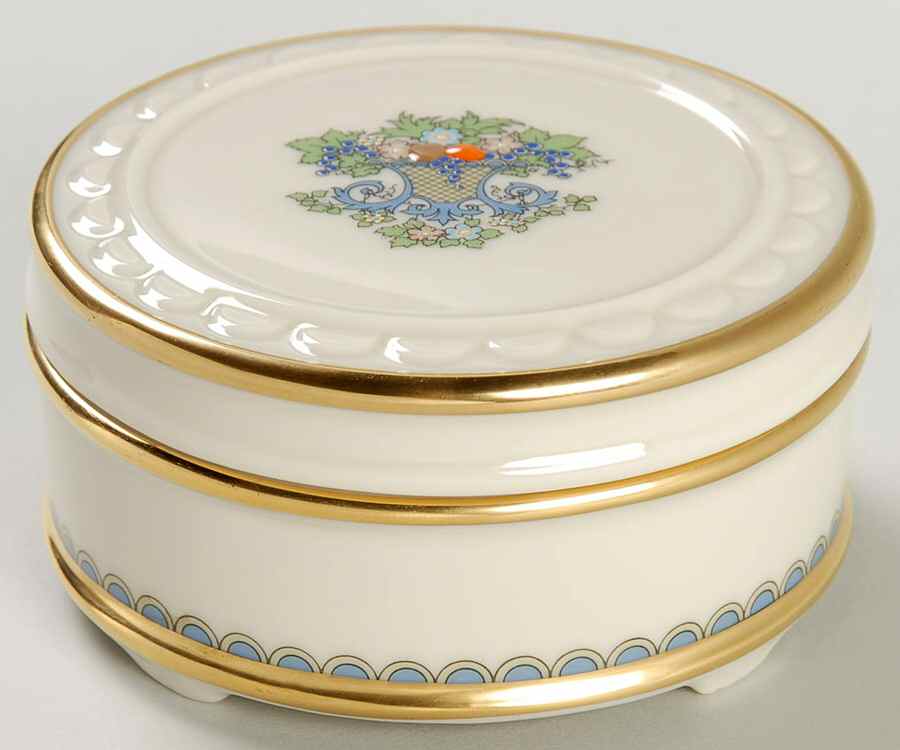 Autumn (Newer, Gold Backstamp) Round Box & Lid by Lenox-1