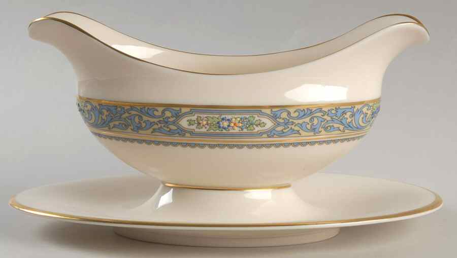 Autumn (Newer, Gold Backstamp) Gravy Boat with Attached Underplate by Lenox-1