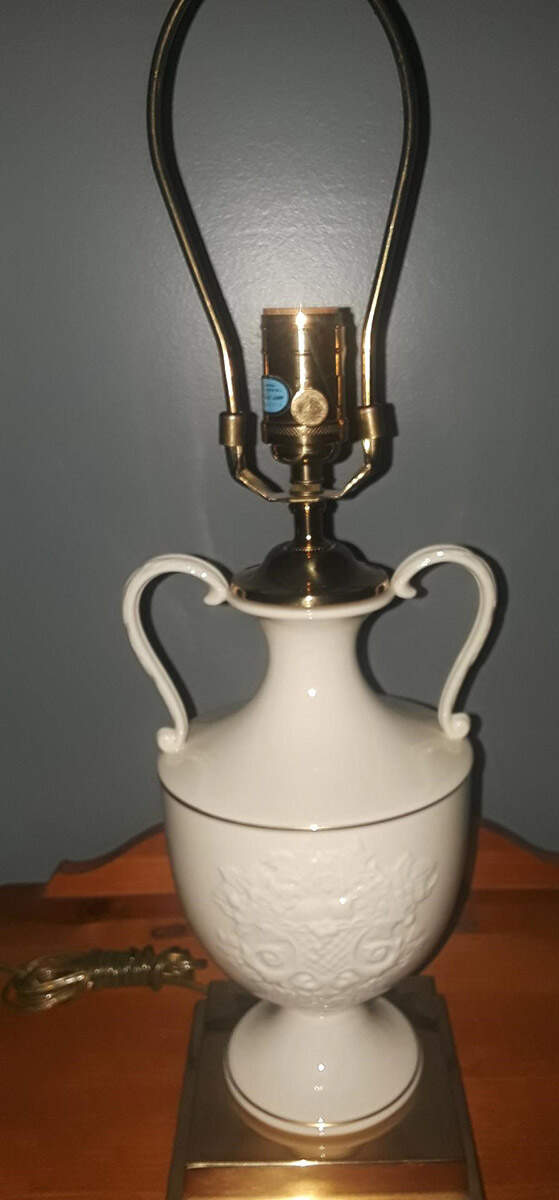 The Autumn (Black Or Green Stamp) 22" Electric Lamp No Shade by Lenox-1