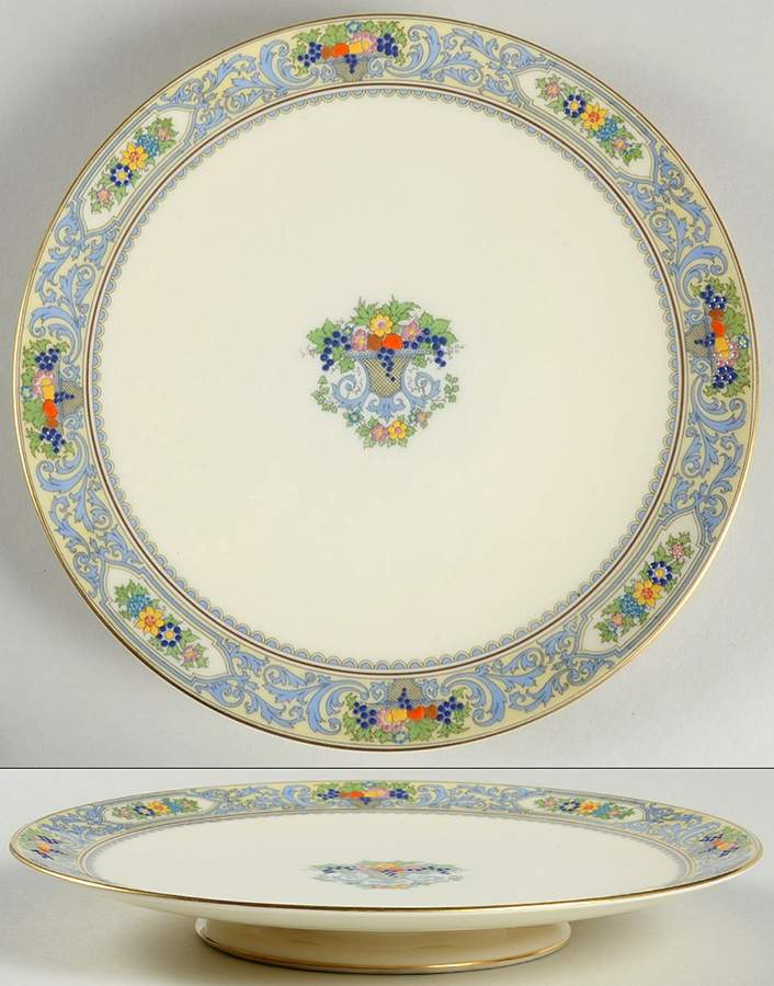 The Autumn (Black Or Green Stamp) Large Footed Sandwich Plate by Lenox-1