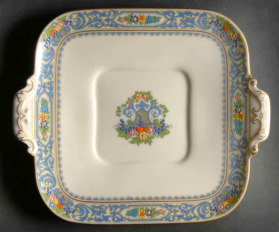 The Autumn (Black Or Green Stamp) Square Handled Cake Plate by Lenox-1
