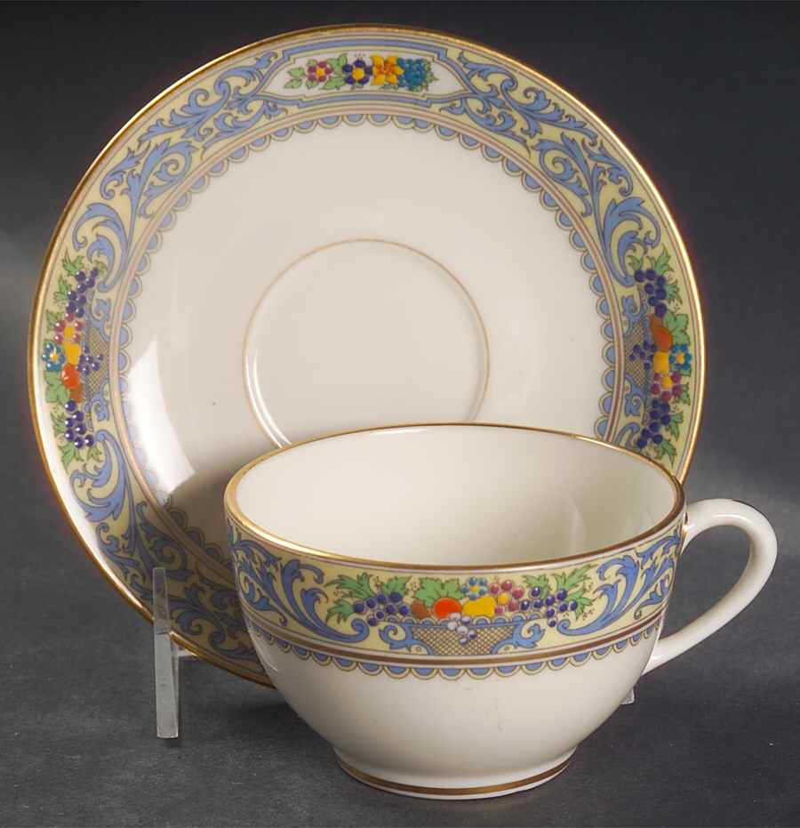 The Autumn (Black Or Green Stamp) Flat Cup & Saucer Set by Lenox-1