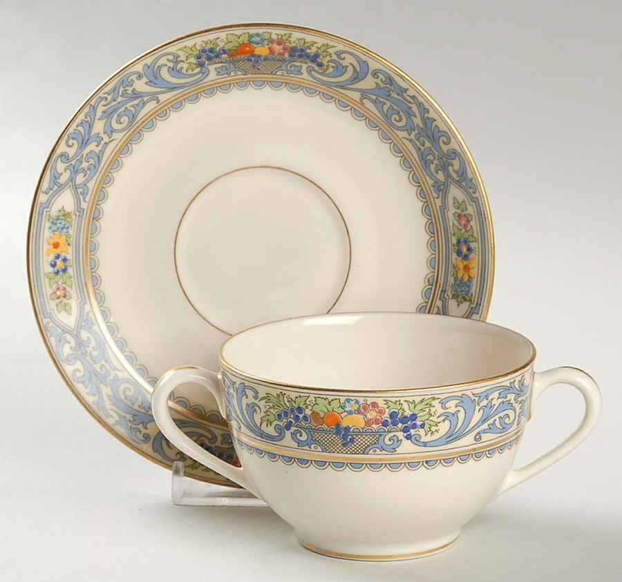 The Autumn (Black Or Green Stamp) Flat Bouillon Cup & Saucer by Lenox-1