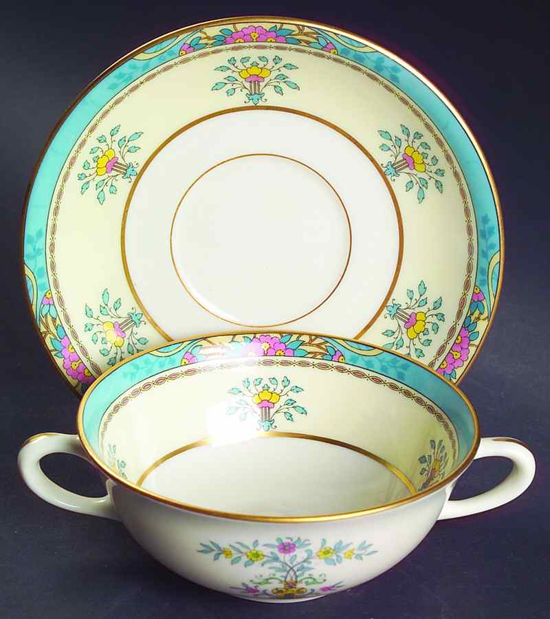 Blue Tree Flat Cream Soup Bowl & Saucer Set by Lenox-1