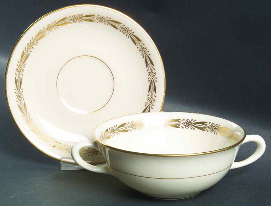 Barclay (Cream) Flat Cream Soup Bowl & Saucer Set by Lenox-1