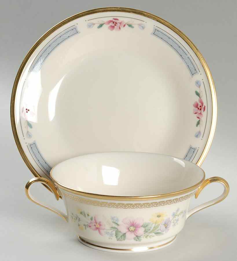 Barrington Footed Cream Soup & Dessert Plate/Saucer Set by Lenox-1
