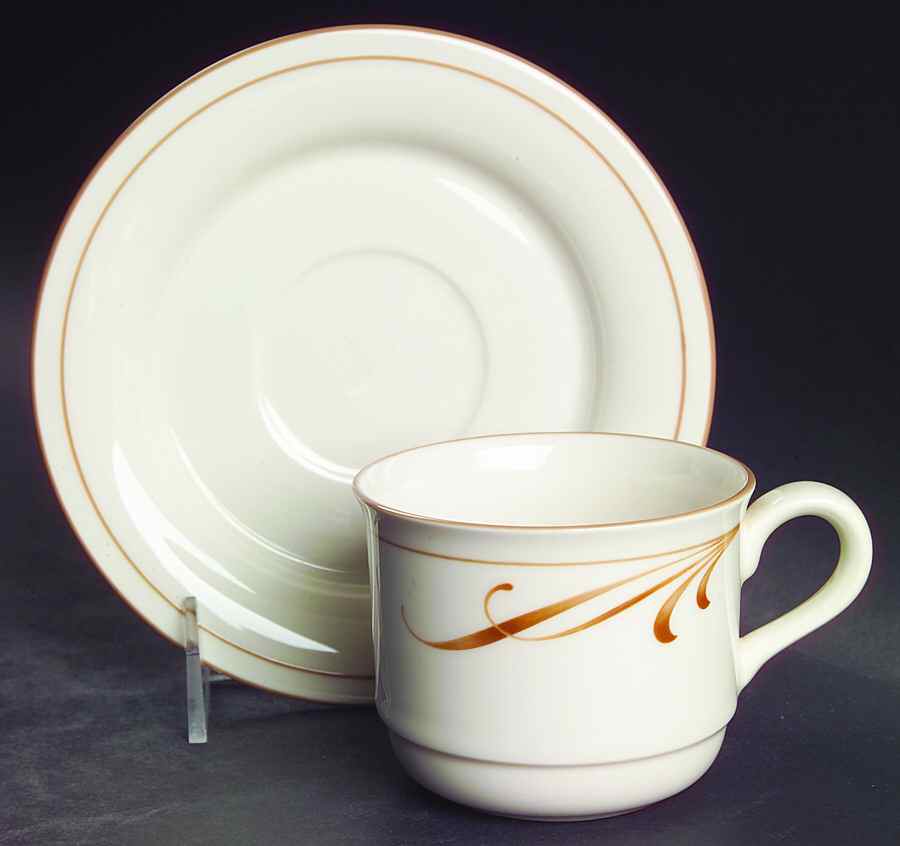 Beige Brushstrokes Flat Cup & Saucer Set by Lenox-1
