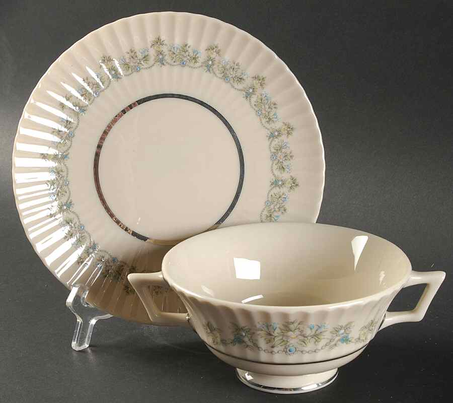 Beacon Hill (Newer) Footed Cream Soup Bowl & Saucer Set by Lenox-1
