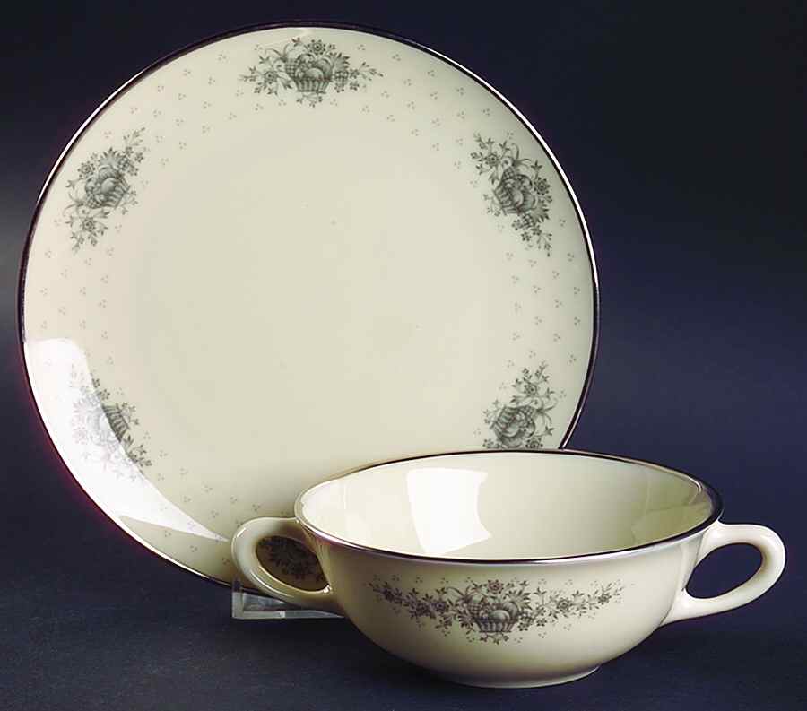 Beacon Hill (Older) Flat Cream Soup Bowl & Saucer Set by Lenox-1