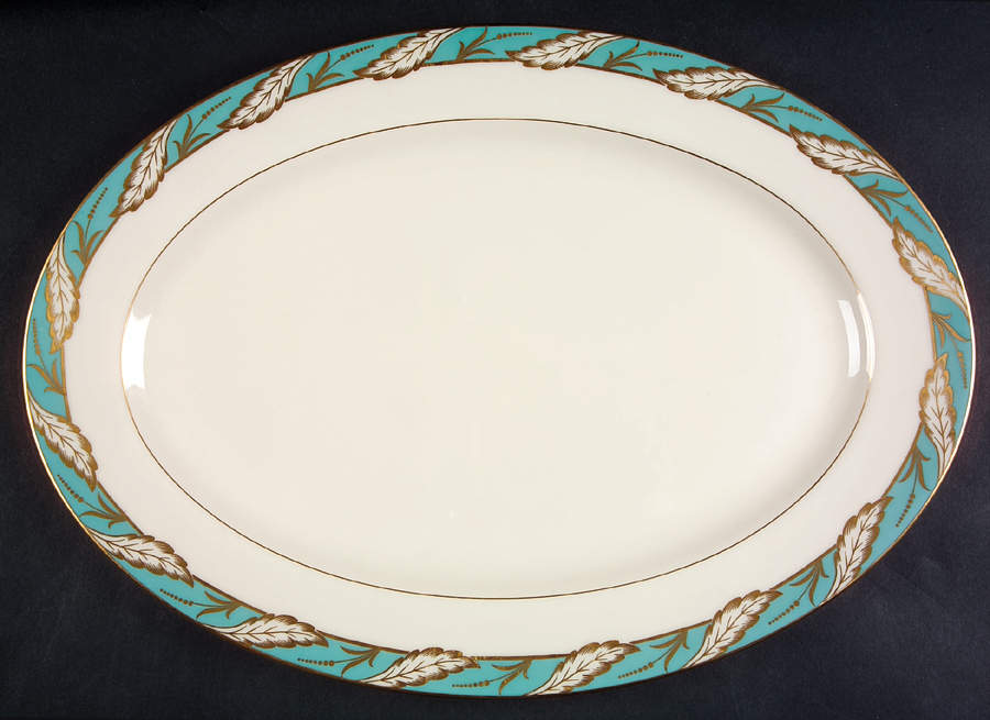 Bellevue Sea Green 16" Oval Serving Platter by Lenox-1