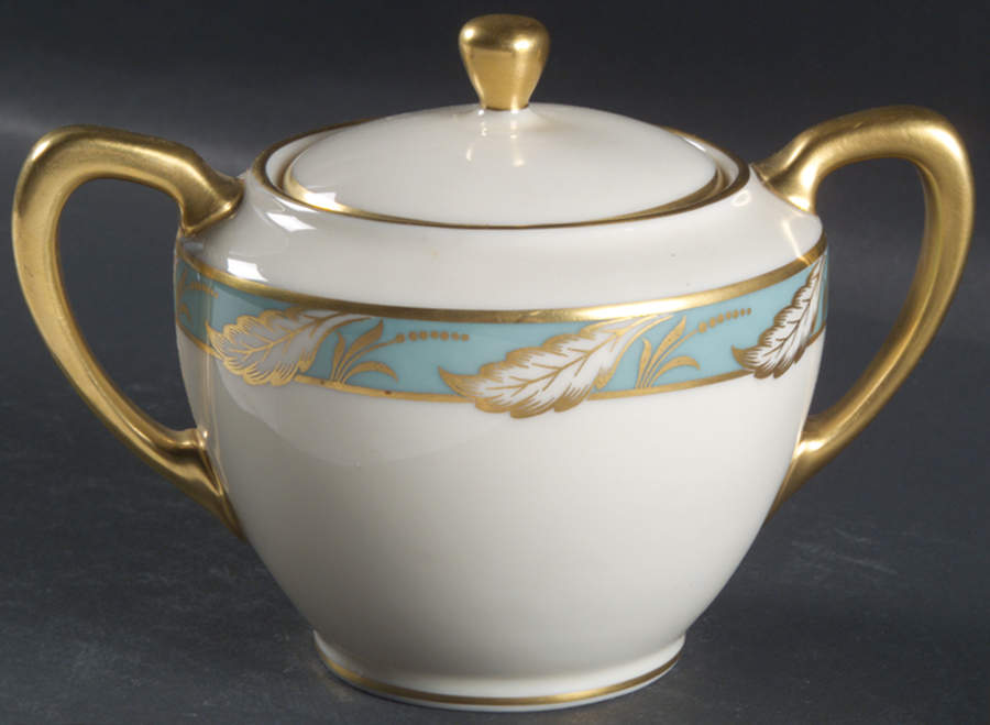 Bellevue Sea Green Sugar Bowl & Lid by Lenox-1
