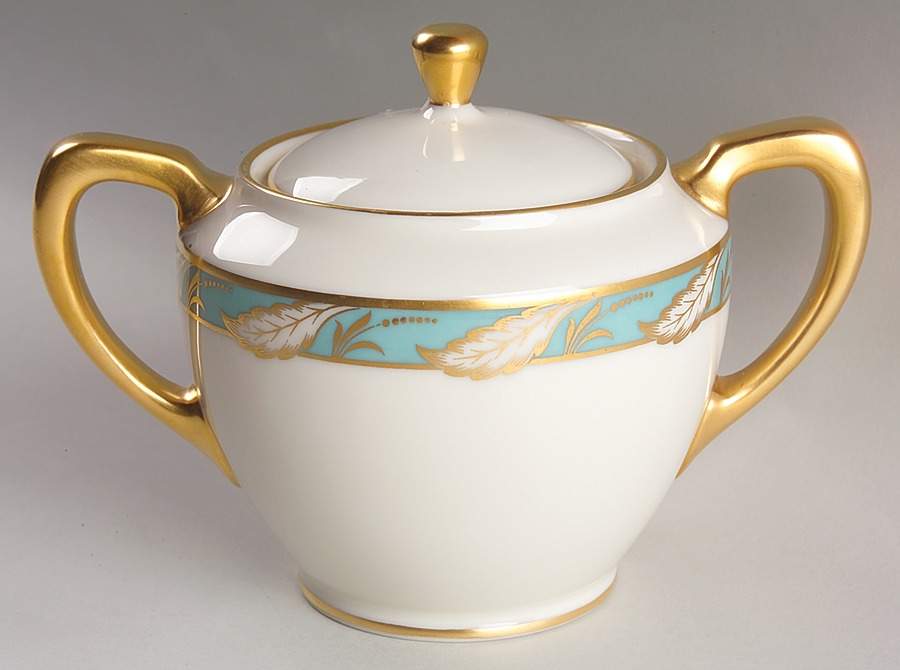 Bellevue Sea Green Shape 1962 Sugar Bowl & Lid by Lenox-1