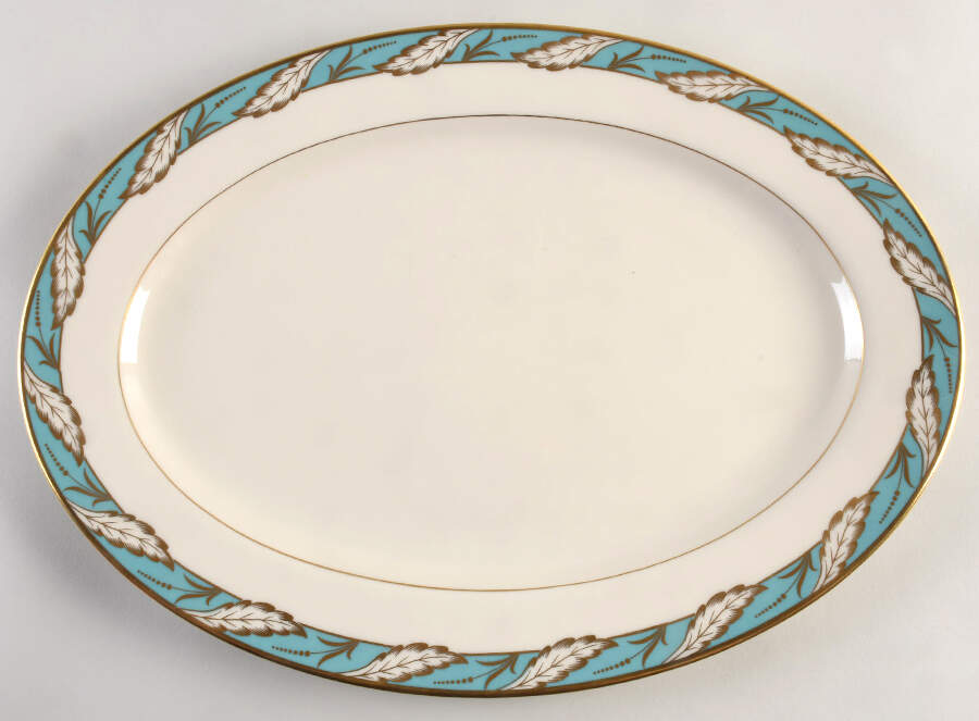 Bellevue Sea Green 15" Oval Serving Platter by Lenox-1