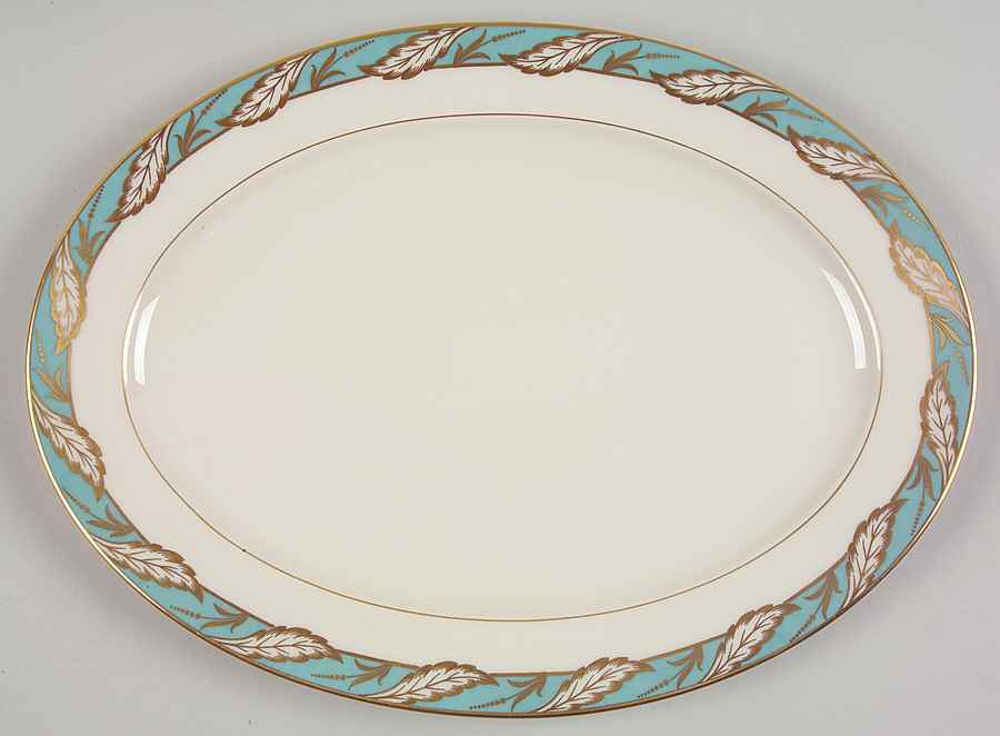 Bellevue Sea Green 13" Oval Serving Platter by Lenox-1