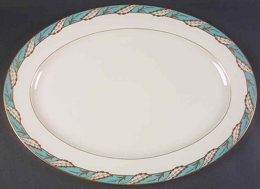 Bellevue Sea Green 18" Oval Serving Platter by Lenox-1