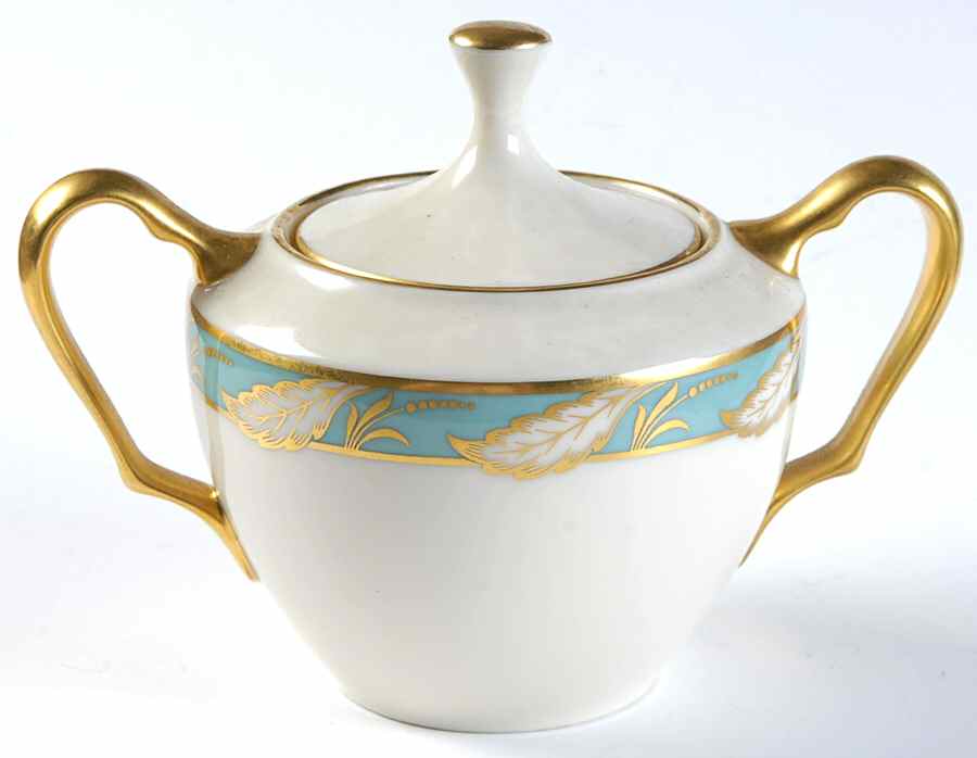 Bellevue Sea Green Sugar Bowl & Lid by Lenox-1
