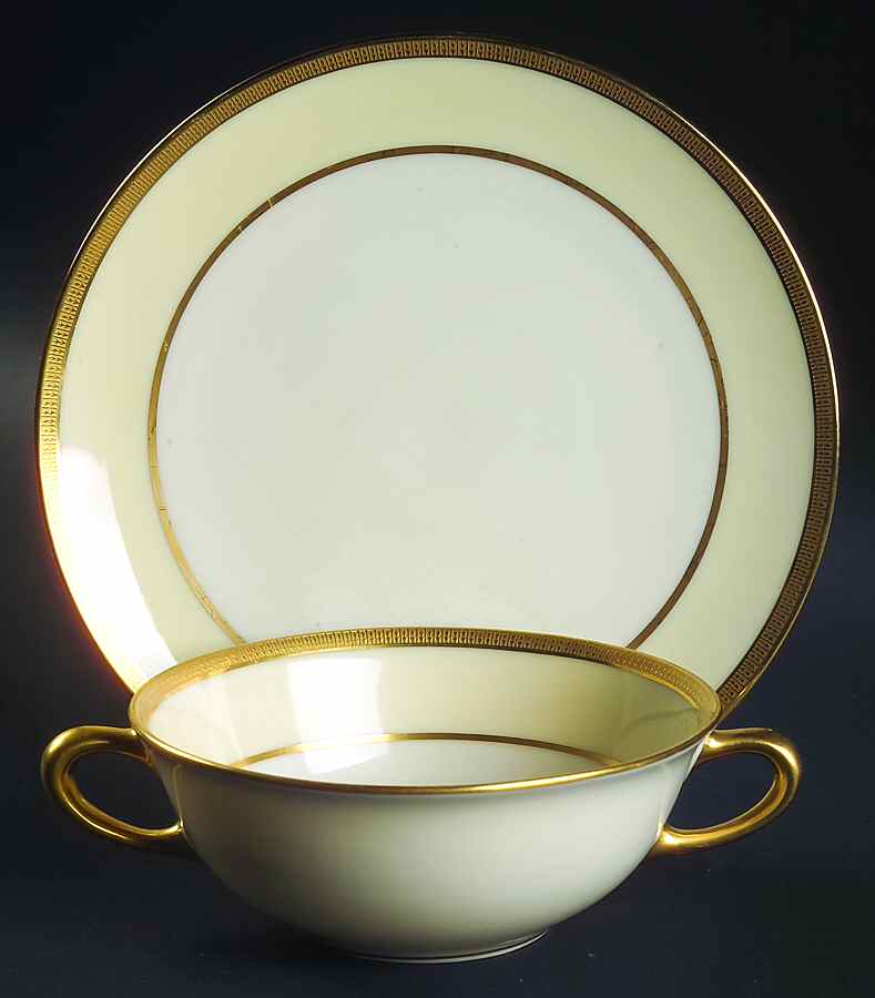 Bellaire (Older) Flat Cream Soup Bowl & Saucer Set by Lenox-1