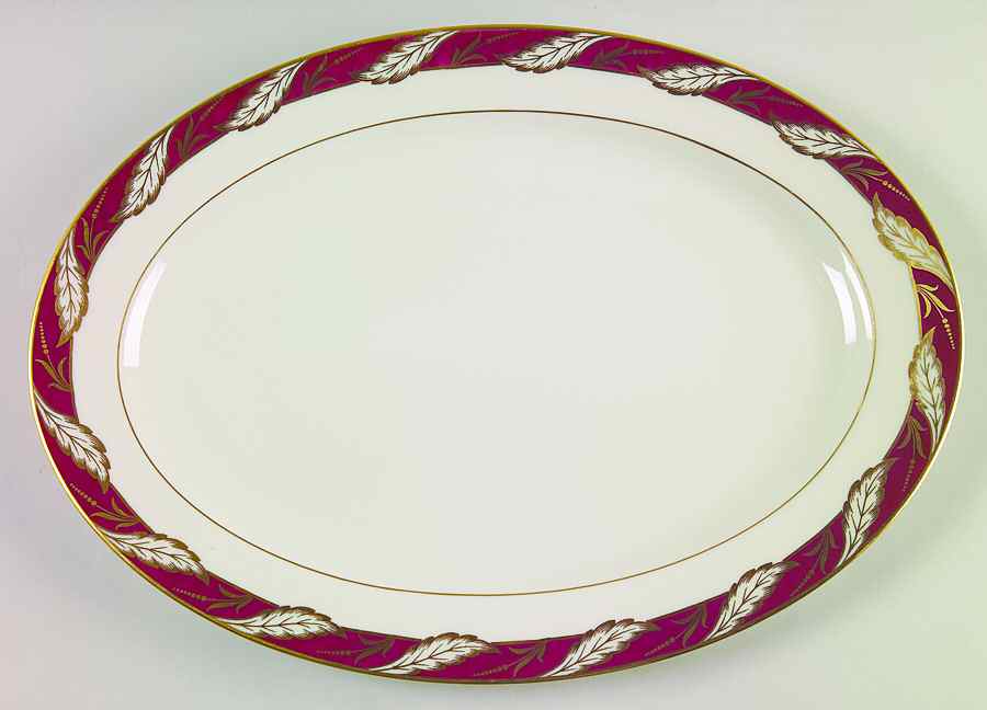 Bellevue Maroon 13" Oval Serving Platter by Lenox-1