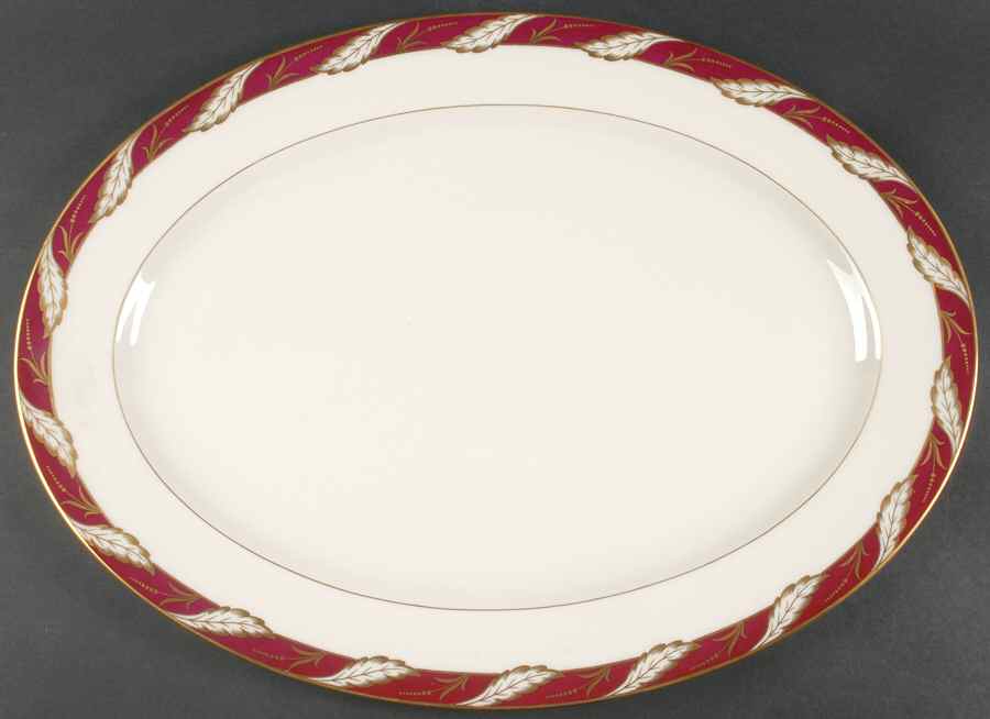 Bellevue Maroon 19" Oval Serving Platter by Lenox-1