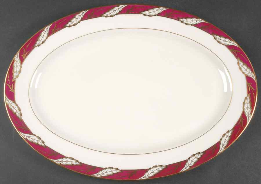 Bellevue Maroon 16" Oval Serving Platter by Lenox-1