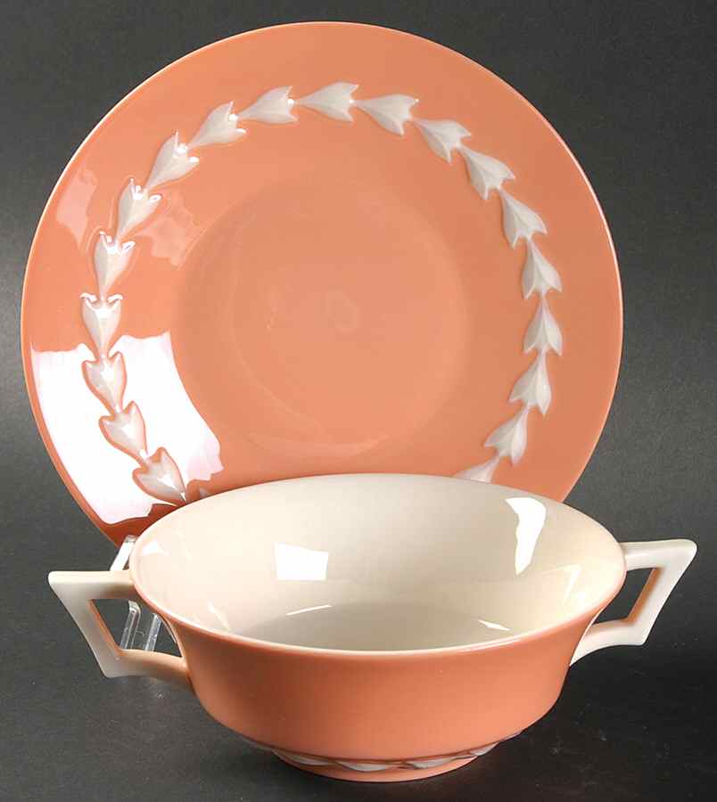 Beltane Coral Flat Cream Soup Bowl & Saucer Set by Lenox-1