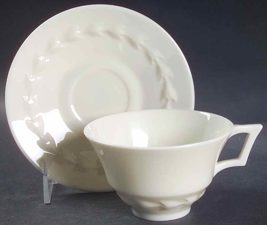 Beltane White Flat Cup & Saucer Set by Lenox-1