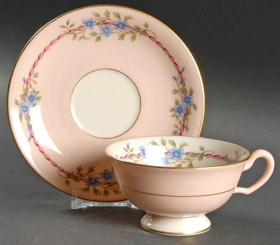 Belvidere Pink Footed Cup & Saucer Set by Lenox-1