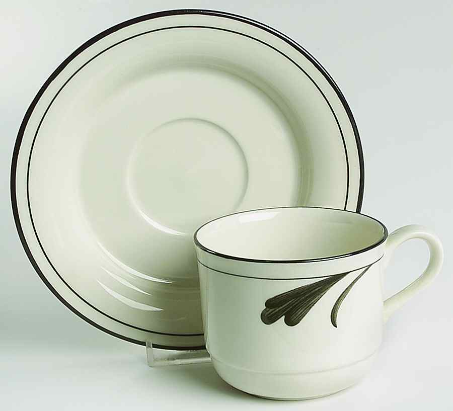 Black Brushstrokes Flat Cup & Saucer Set by Lenox-1
