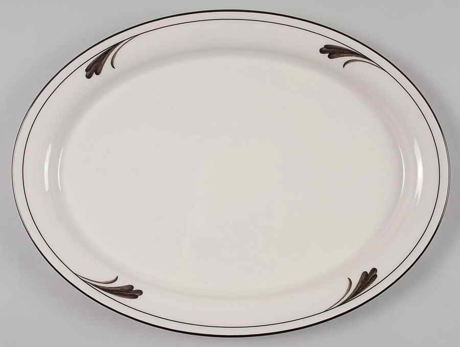 Black Brushstrokes 14" Oval Serving Platter by Lenox-1