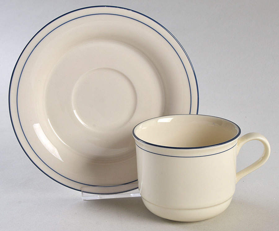 Blue Pinstripes (For the Blue) Flat Cup & Saucer Set by Lenox-1