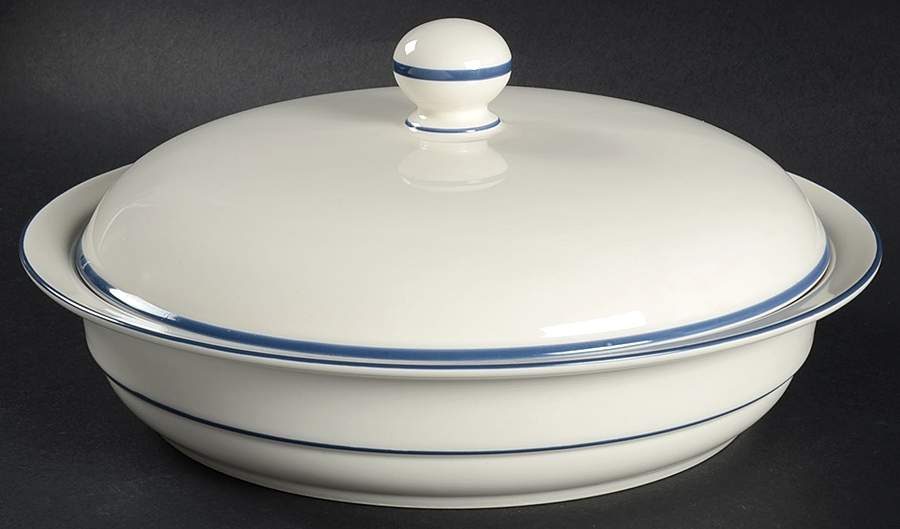 Blue Pinstripes (For the Blue) Round Covered Vegetable-Uses RV9 as Base + C2CVL by Lenox-1