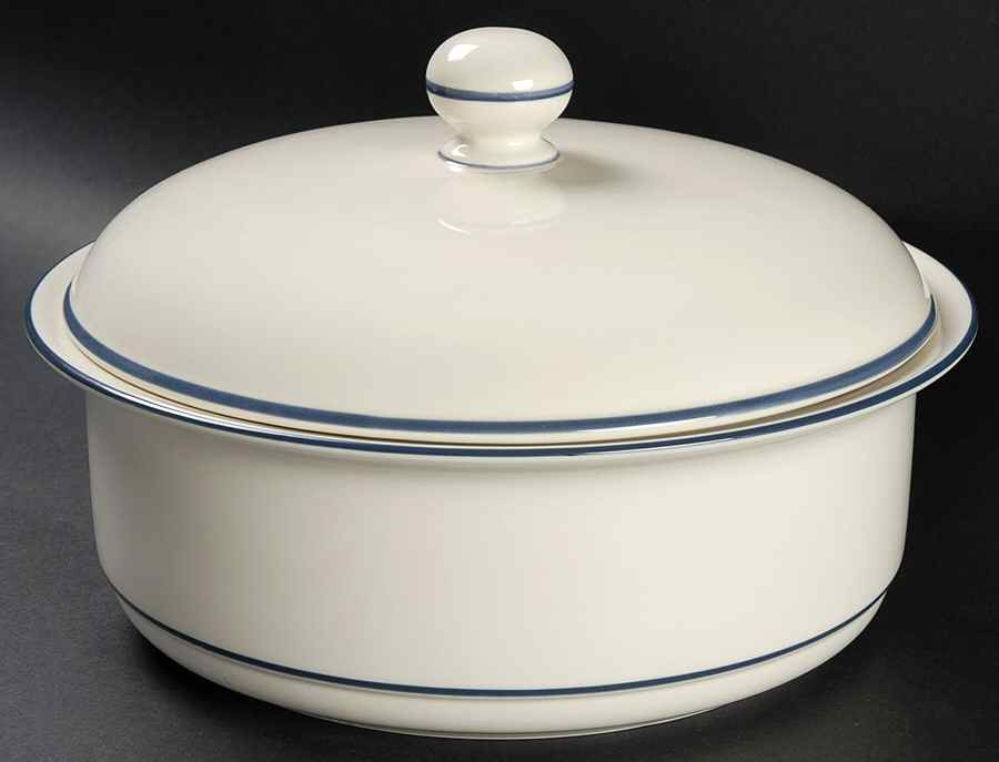 Blue Pinstripes (For the Blue) 2 Qt Round Covered Casserole (Uses Casr9 + C2cvl) by Lenox-1