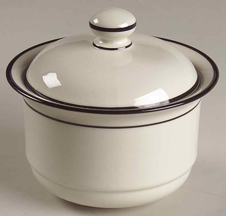 Black Pinstripes (For the Black) Sugar Bowl & Lid by Lenox-1