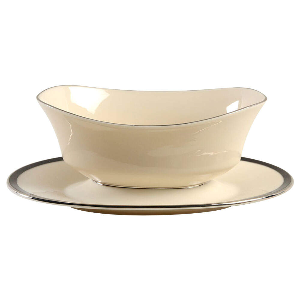 Black Royale Gravy Boat with Attached Underplate by Lenox-1