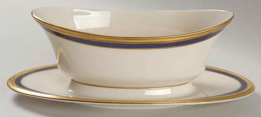 Blue Royale Gravy Boat with Attached Underplate by Lenox-1