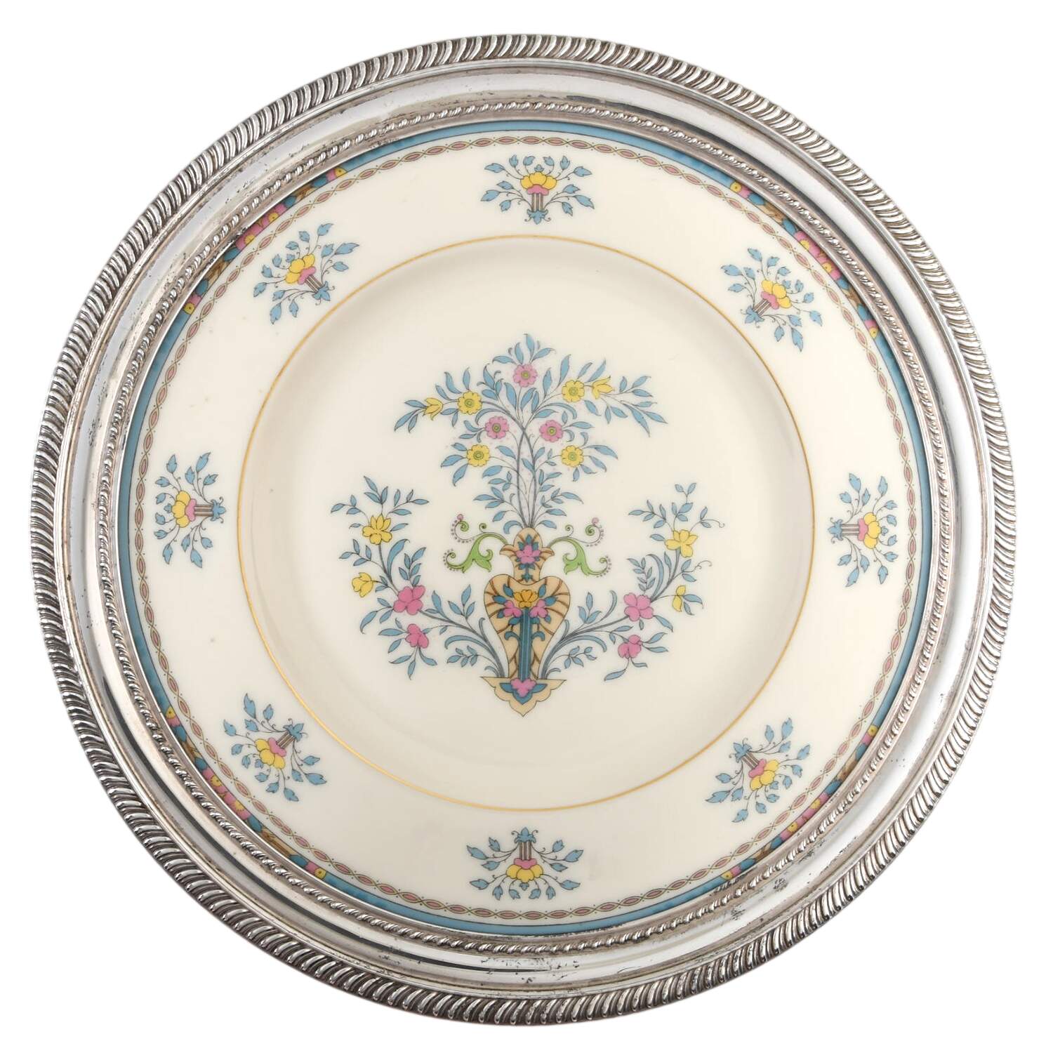 Blue Tree (Gold Trim) Luncheon Plate with Sterling Rim by Lenox-1
