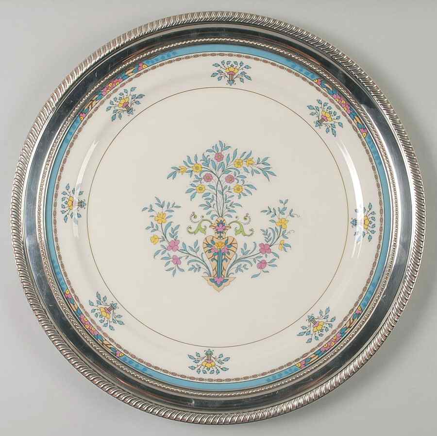 Blue Tree (Gold Trim) 12" Chop Plate/Round Platter W/Sterling Rim by Lenox-1