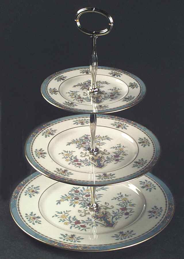 Blue Tree (Gold Trim) 13 7/8"-14 1/4" 3-Tiered Serving Tray(DP,SP,BB) HC by Lenox-1