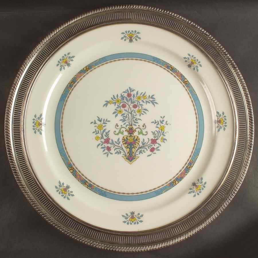 Blue Tree (Gold Trim) 14" Round Chop Platter w/Sterling Rim by Lenox-1
