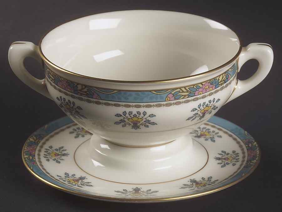Blue Tree (Gold Trim) Sauce Boat with Attached Underplate No Lid by Lenox-1