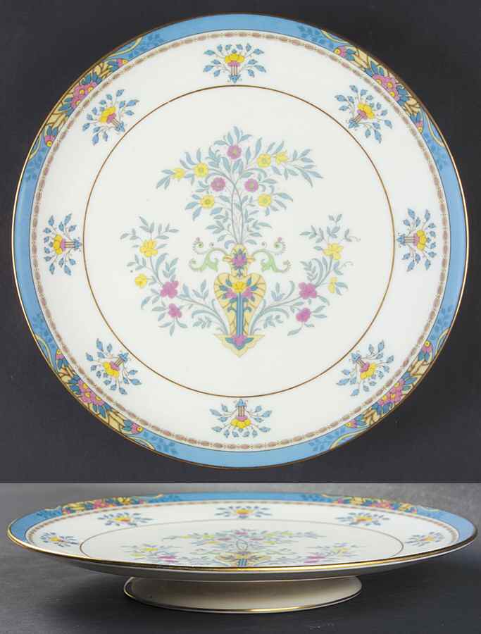 Blue Tree (Gold Trim) Footed Sandwich Plate by Lenox-1