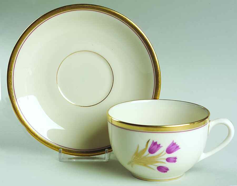 Bradford (Gold Trim) Flat Cup & Saucer Set by Lenox-1