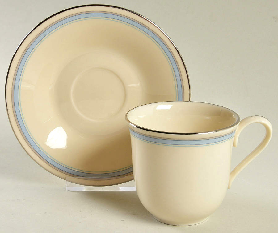 Bradford (Platinum Trim) Flat Cup & Saucer Set by Lenox-1