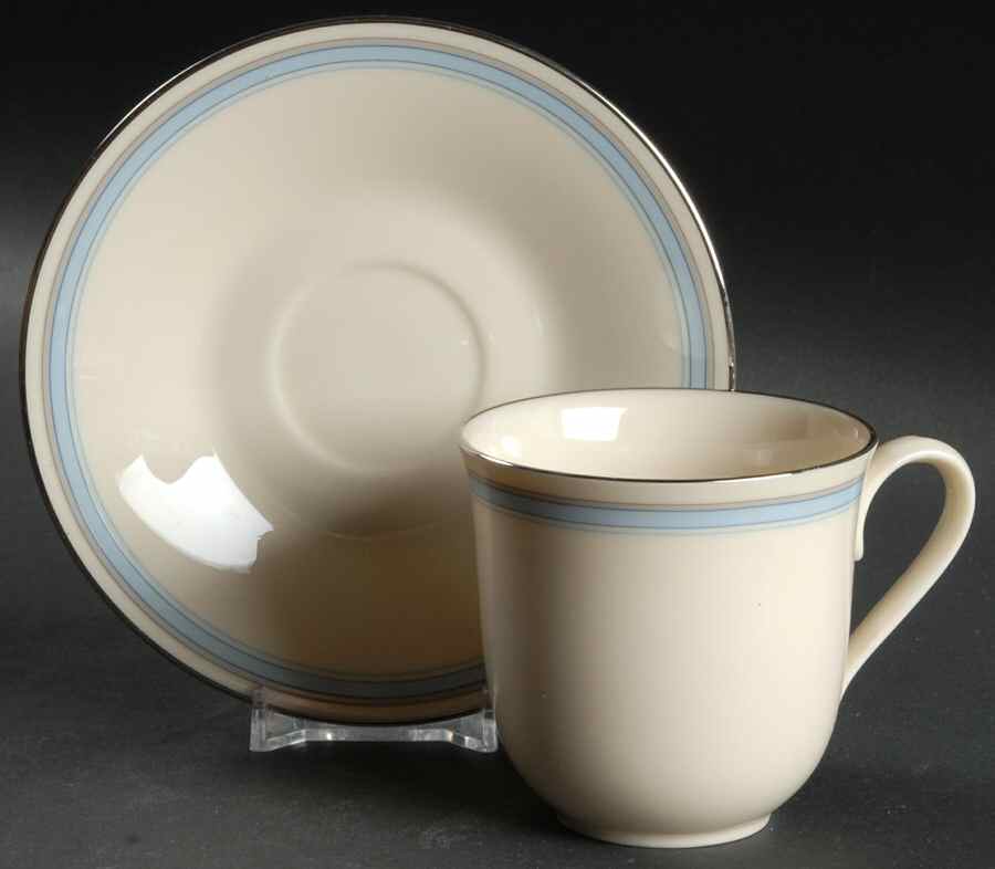 Bradford (Platinum Trim) Flat Cup & Saucer Set by Lenox-1