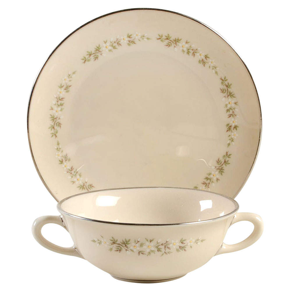 Brookdale Flat Cream Soup & Saucer Set by Lenox-1